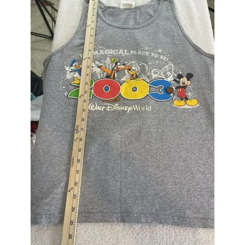 Vintage Walt Disney World Sleeveless Tank Top 2003 Size Large Mickey Goofy Donal